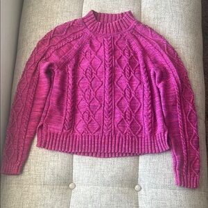 Women's Cable Knit Sweater - Pink